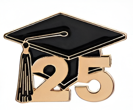 3 - Class of ’25 Cap & Tassel Pin – Gold Accents
