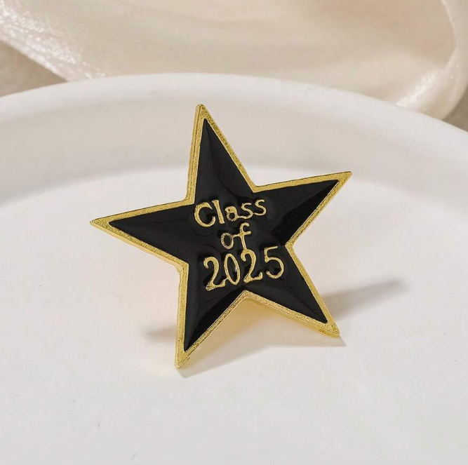 4 - Class of 2025 Star Pin – Black & Gold