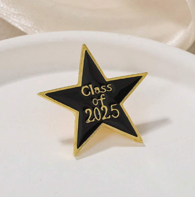 2 - Class of 2025 Star Pin - Black & Gold