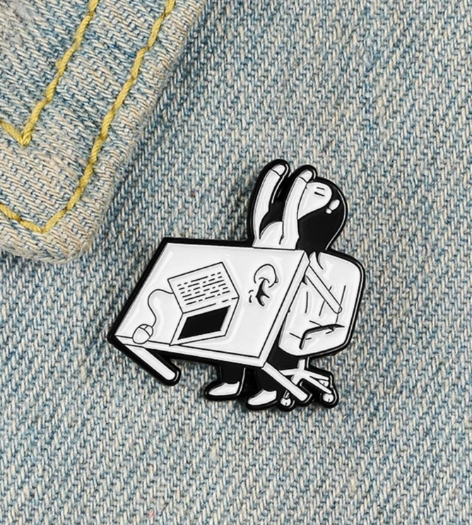 Girl Flipping Table brooch