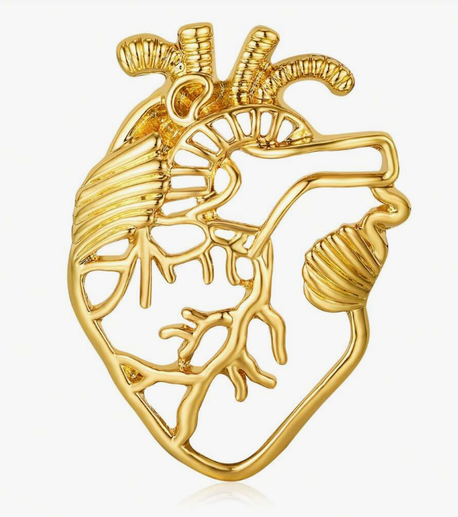 1 - Golden Anatomical Heart Brooch