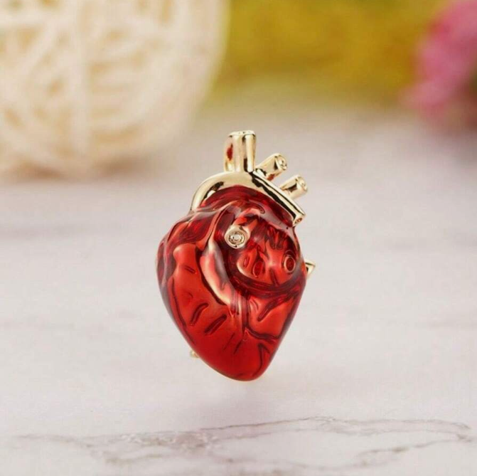 1 - Golden Anatomical Heart Brooch - 2 - Crimson Heart Anatomy Brooch