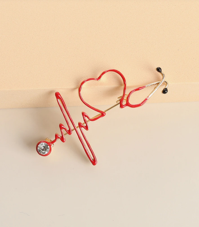 1 - Golden Anatomical Heart Brooch - 3 - Heartbeat Pulse Pin