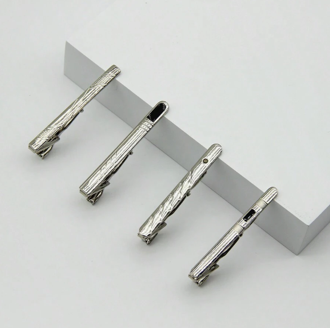 Minimalist Silver Tie Clips (Set of 4)