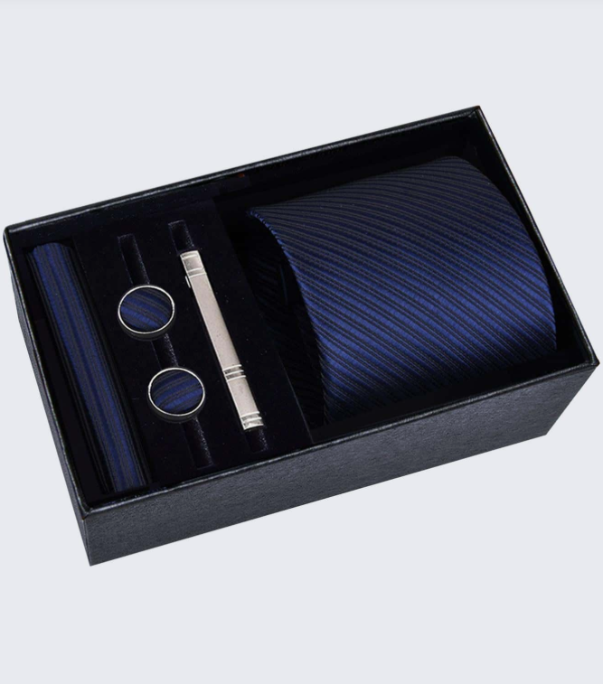 Luxury Tie Gift Set – Tie, Cufflinks & More! (Navy Blue)