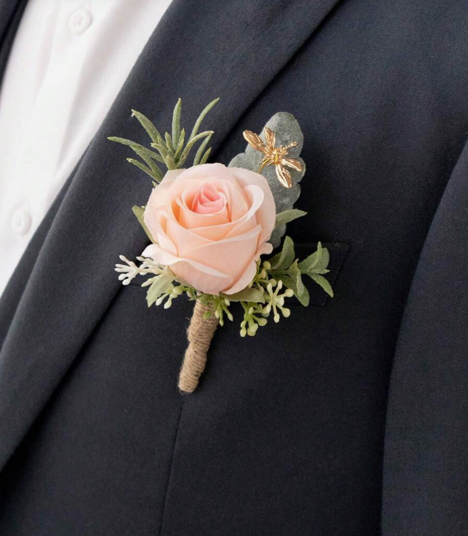 Blush Pink Garden Boutonniere