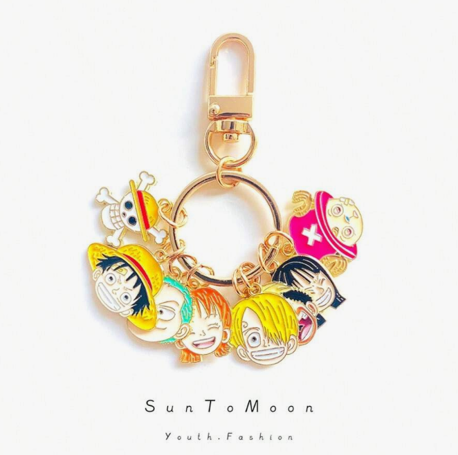 One Piece Luffy & Crew Keychain Set (8 Charms)