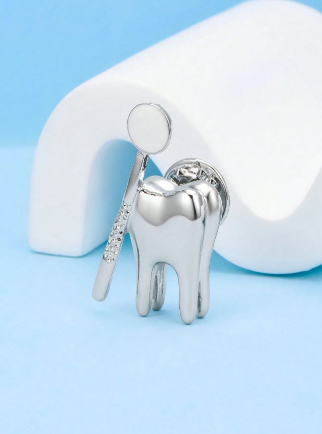 Tooth & Mirror Pin – Gold - Tooth & Mirror Pin – Silver