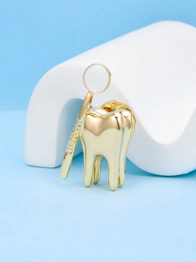 Tooth & Mirror Pin – Gold