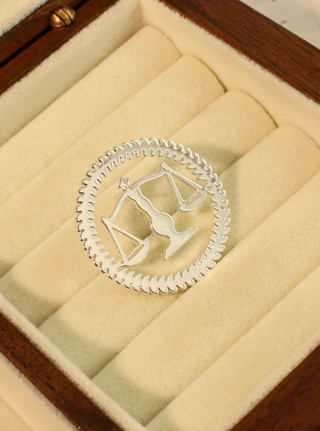 Law & Justice Pin - Silver